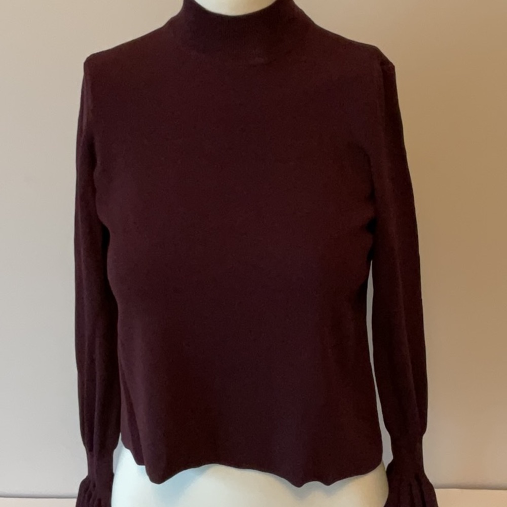 Mock Neck With Smocked Sleeves Sweater